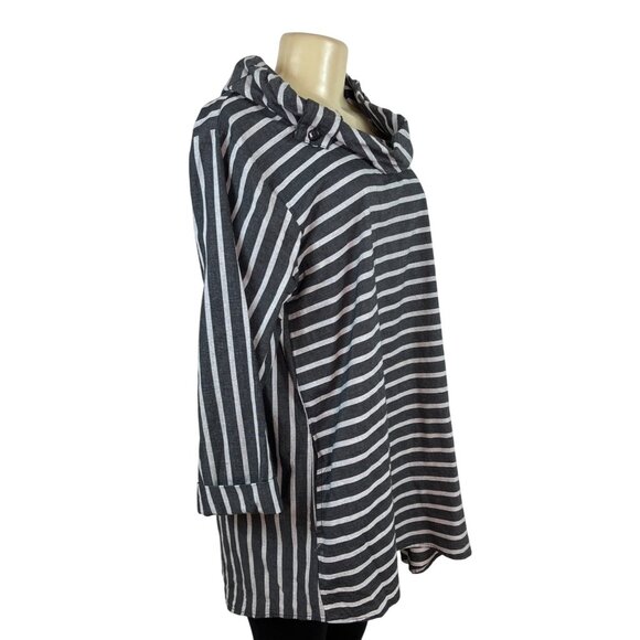 Tulip Womens Black & White Striped Long Sleeve Tunic Top Size L - New - Picture 2 of 8